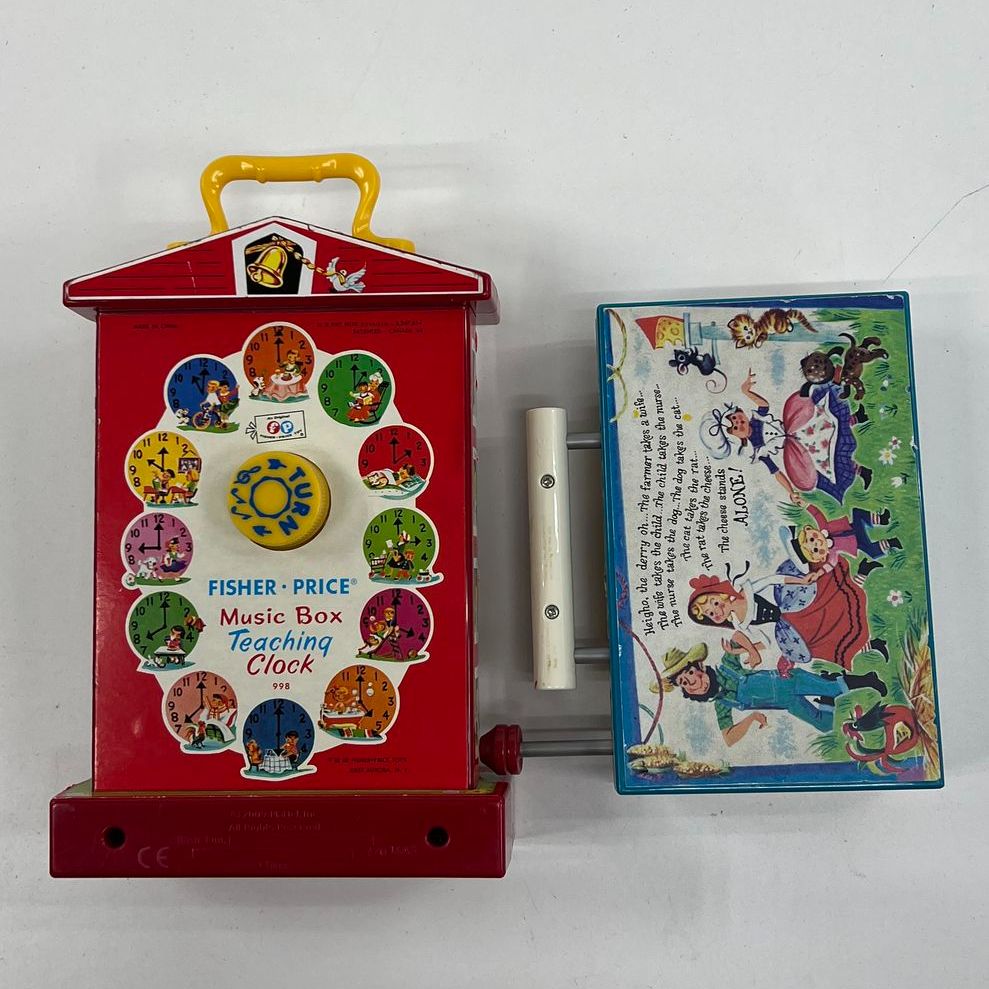 VTG Fisher Price Musical Teaching Clock & TV Radio Interactive Kids Toys Lot