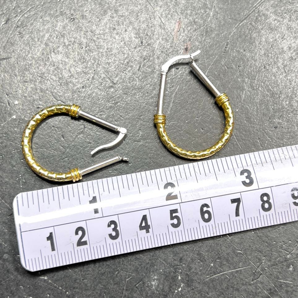 Le Calla Sterling Silver Two Tone Oblong Drop Earrings 4.79g