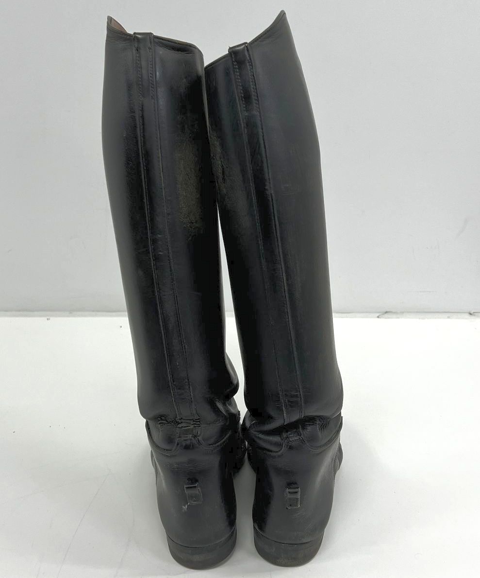 LB Vibram Black Leather Boots In Blue Sherpa Lined Travel Bag