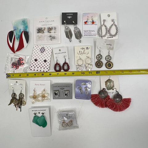 Ann Taylor Express Claire's Steampunk Tassel Wearable Earring Jewelry Lot of 17