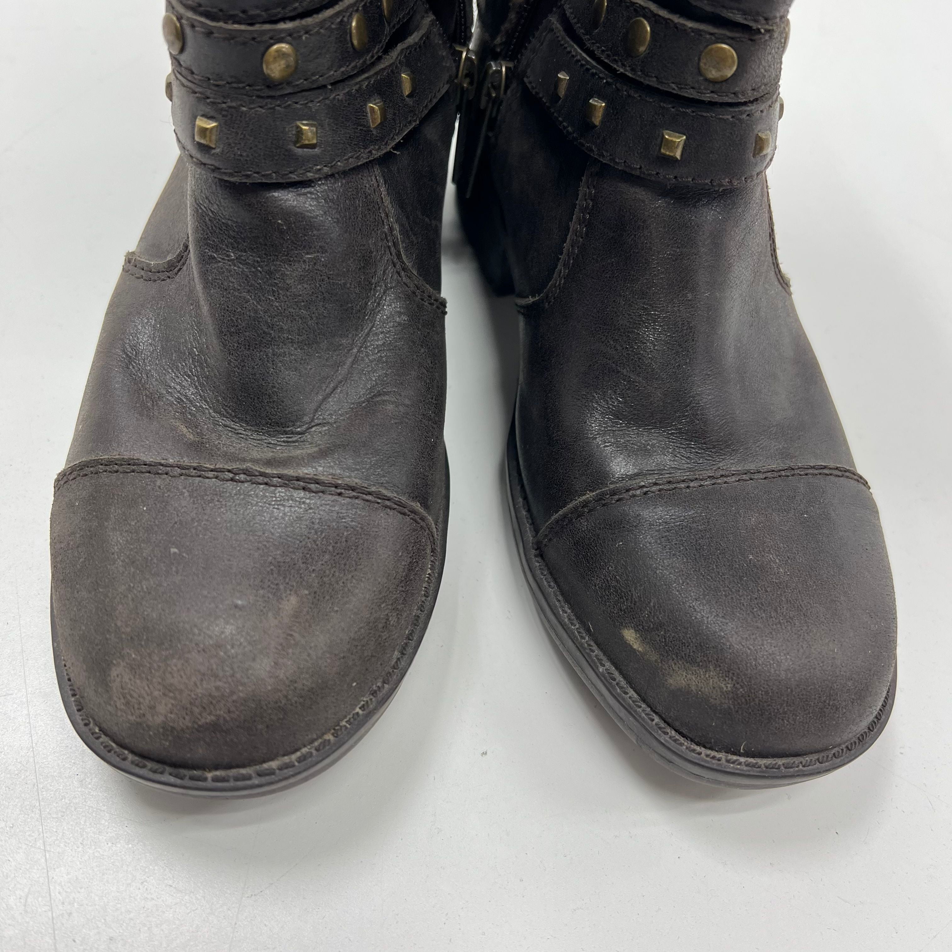 Harley-Davidson Robbie Brown Leather Studded Moto Biker Boots Womens Sz 5.5