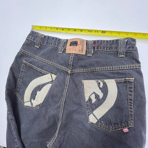 Vintage Y2K Marc Ecko Faded Black Rhino Carpenter Baggy Wide Leg Jeans Men's 36