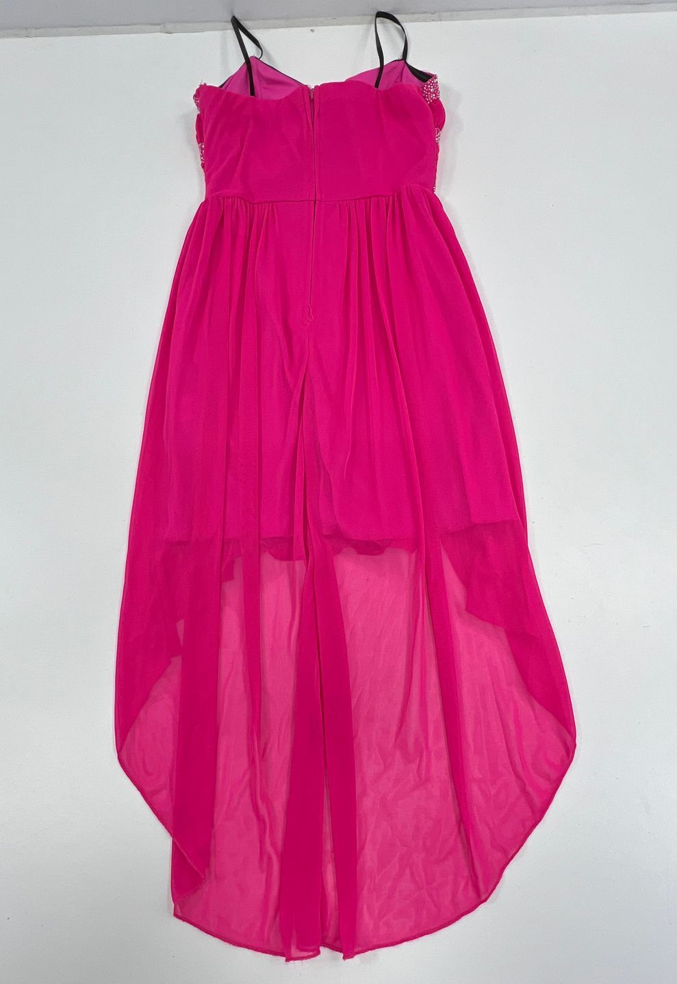 VTG Y2K Junior's City Triangles Hot Pink Beaded Hi-Lo Homecoming Dress - Size 9