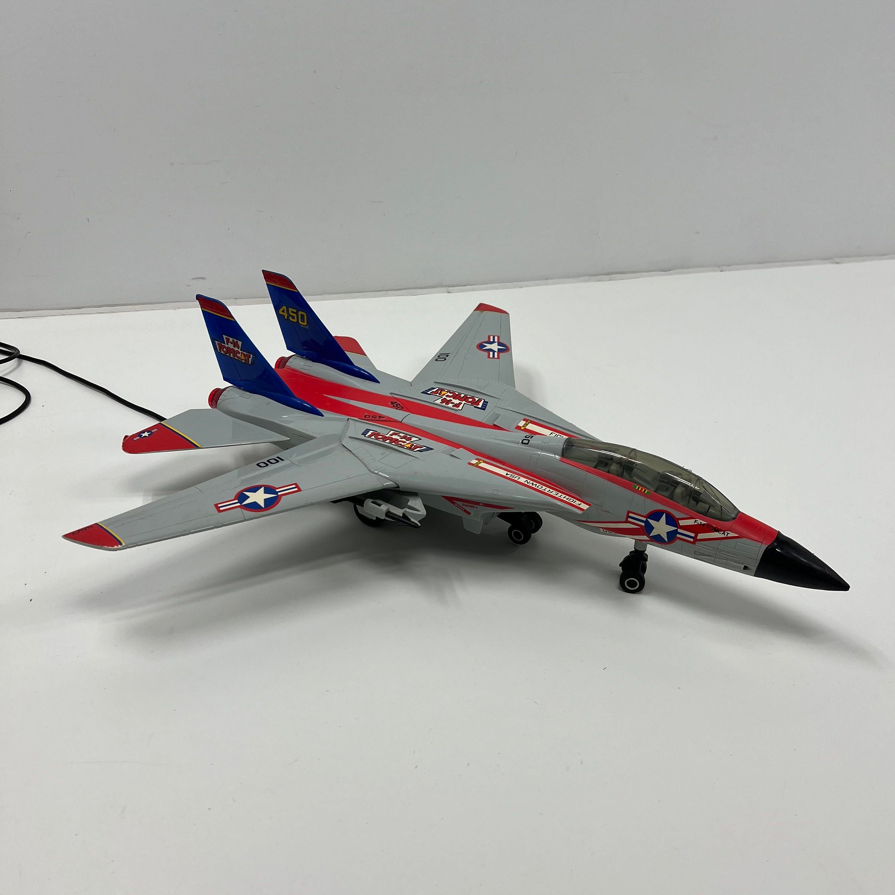 New Bright F-14 Tomcat Navy Fighter Jet RC Plane Red and Blue with Headset