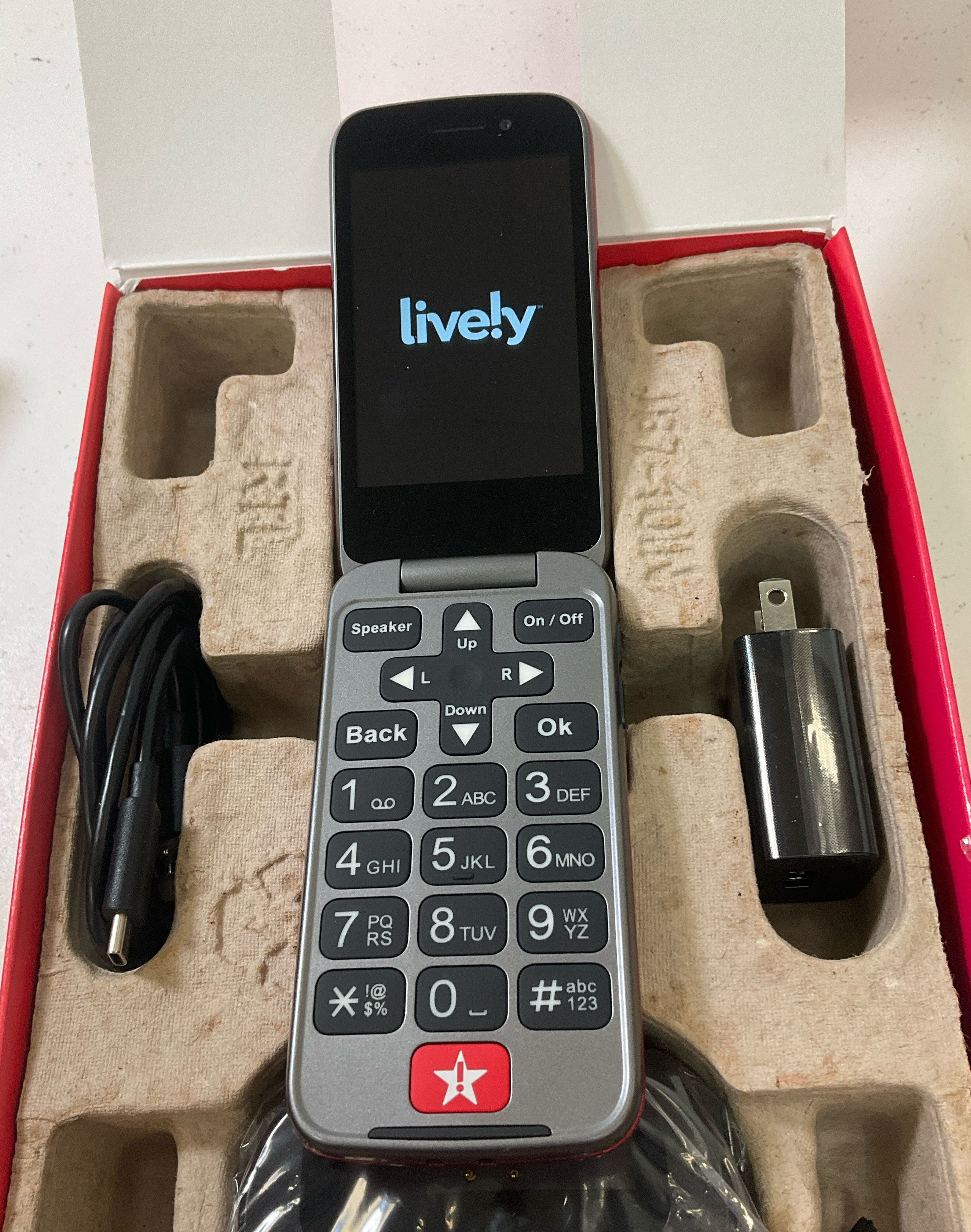 Lively Jitterbug Flip2 Cell Phone for Seniors Red Complete Unused Open Box