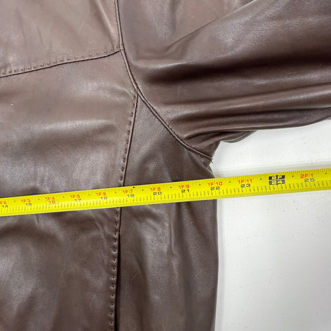 Marc New York Brown Leather Bomber Full Zip Jacket Men's M
