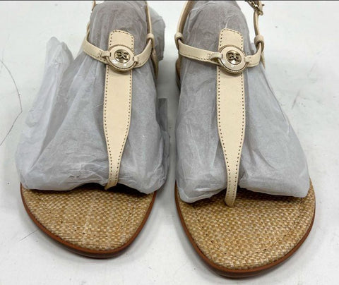 Sam Edelman Gigi Signet Ivory Leather T-Strap Thong Sandals Women's Size 10 M
