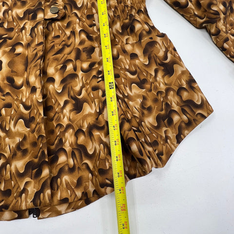Beau Hunter Brown Abstract Animal Print Utility Safari Jacket Women's L