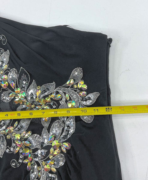 Let's Fashion Vintage Y2K Black Embellished One Shoulder Prom Gown Dress Womens