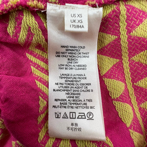 Maeve Anthropologie Embroidered Tiered Tunic Dress Geometric Boho Sz XS