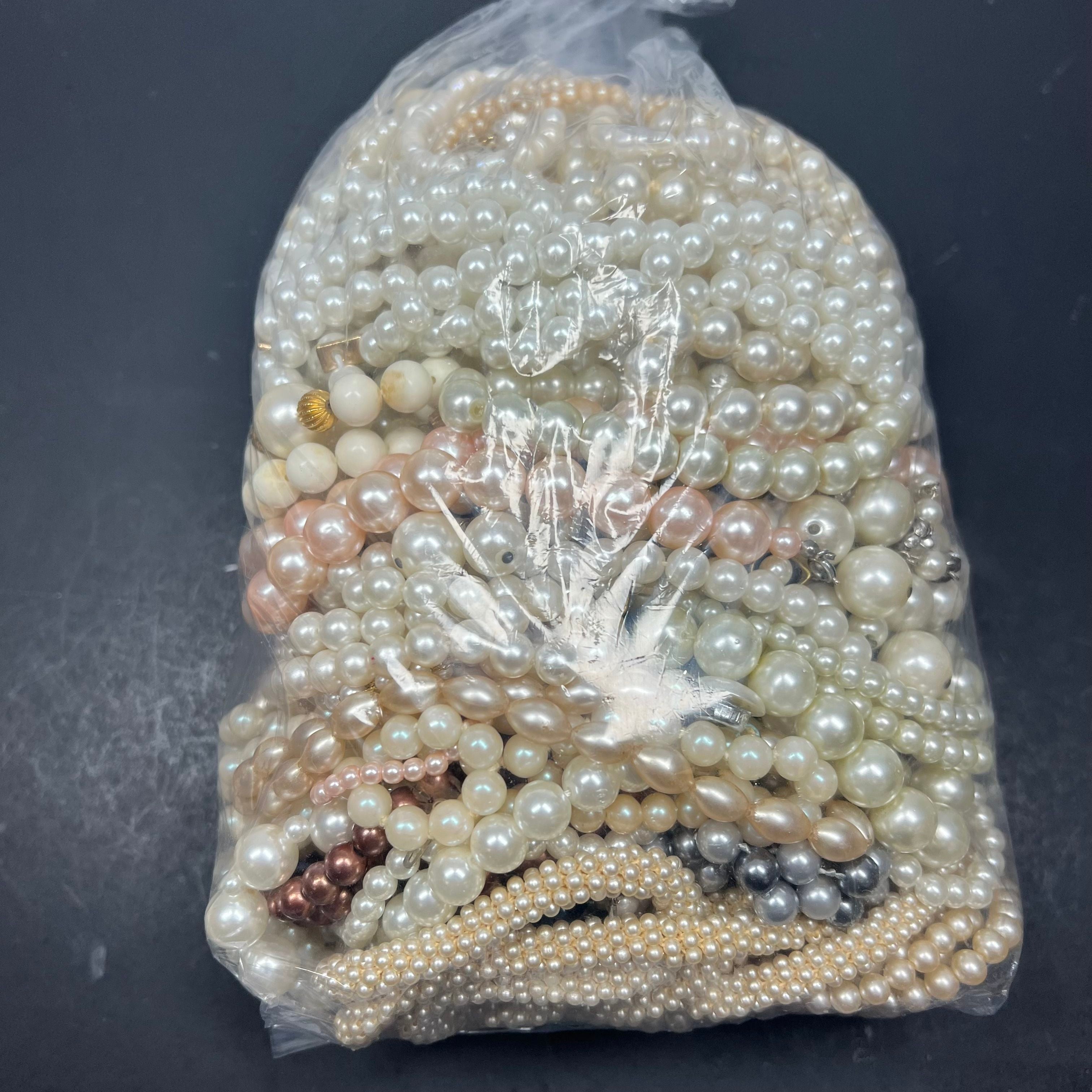 3LB+ Lot of Faux Pearl Jewelry Necklaces Bracelets Styles Vary