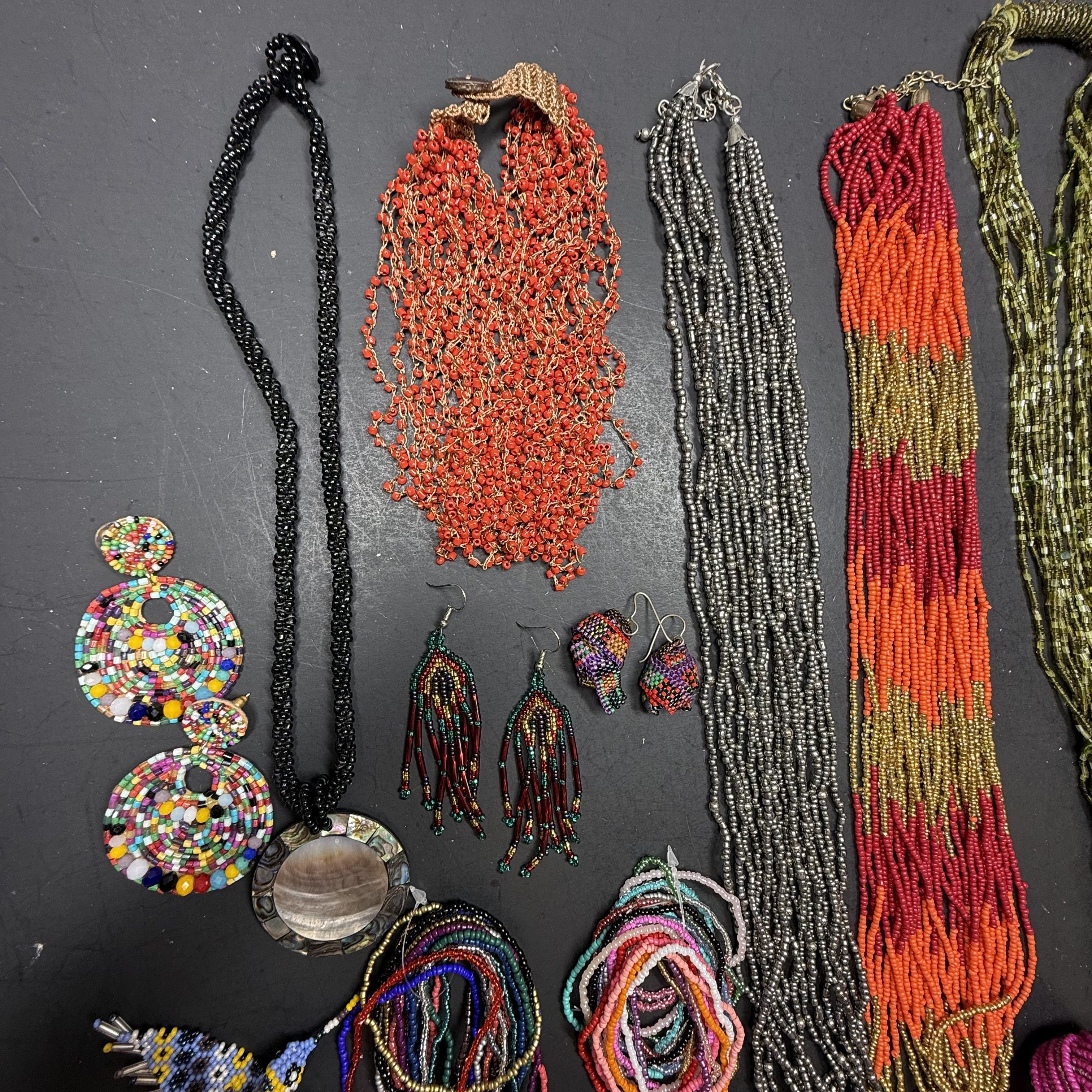 Boho Seed Bead Craft Jewelry Lot Necklaces Earrings Repurpose Assemblage AS-IS