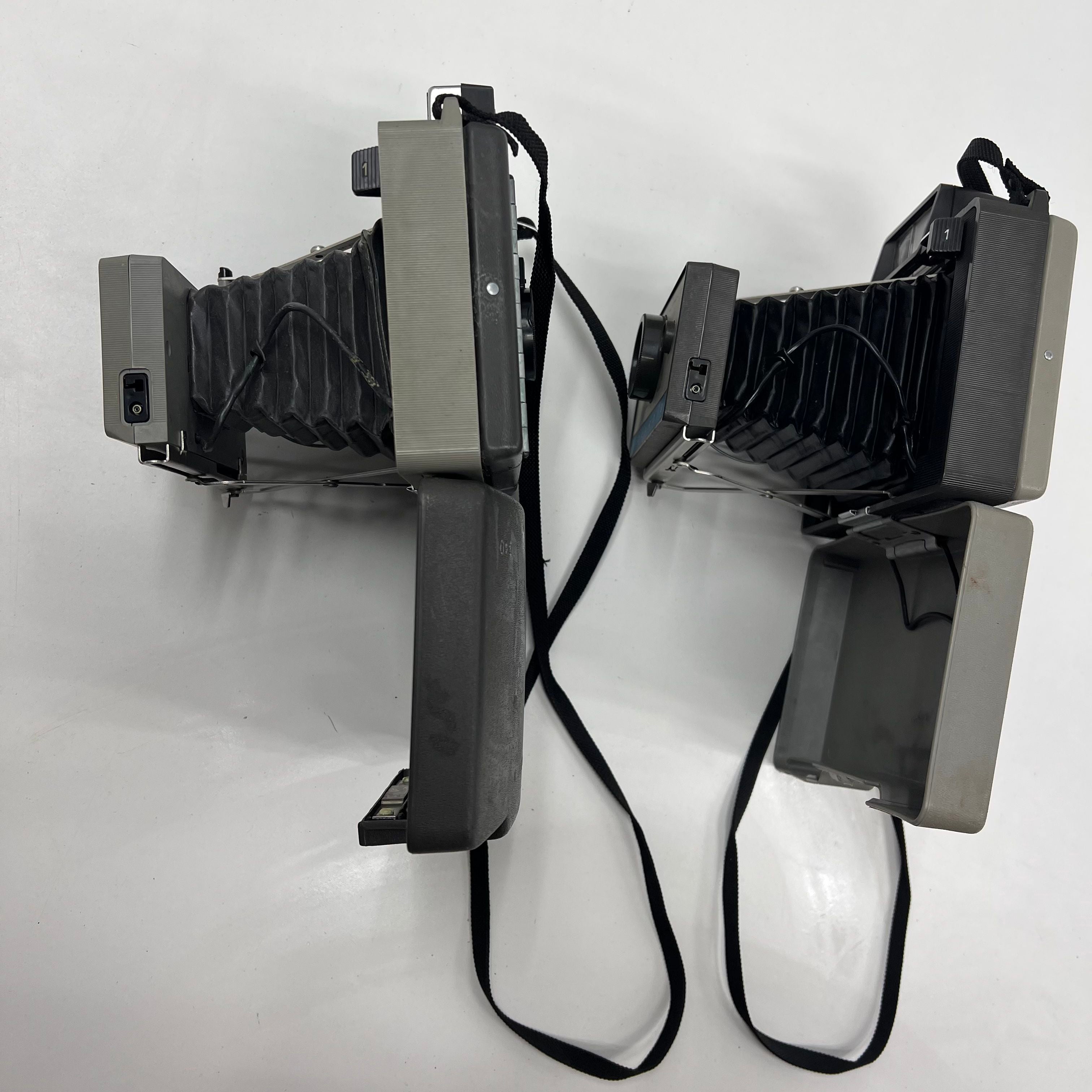 Lot of Two Vintage Polaroid Cameras Land Camera 340 210 Foldable Case Strap