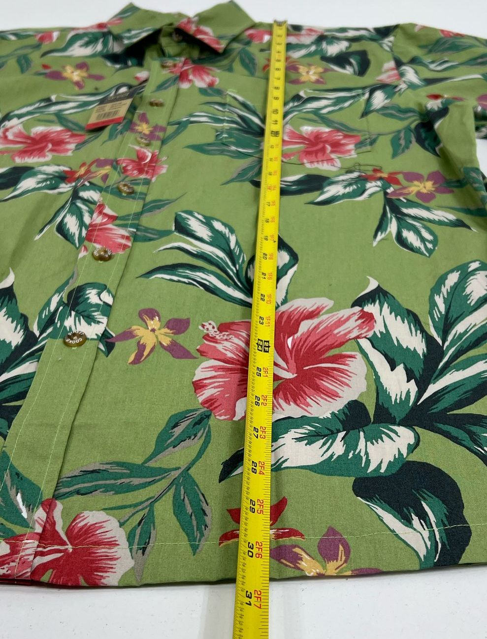 NWT Men's Cooke Street Green Tropical Print Button Up Short Sleeve Shirt Medium