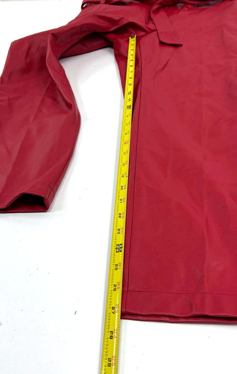 NWT NY&C Red Faux Leather Tie Neck Pant Suit Set Women's M Top 10 Pants