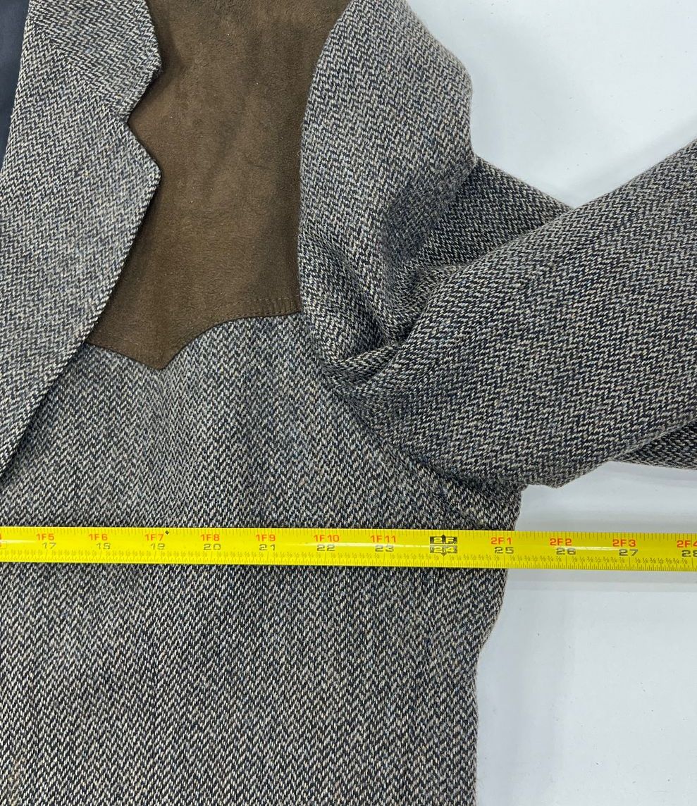 Men's Pendleton Western Brown Herringbone Wool Blazer Elbow Patches - Size 48