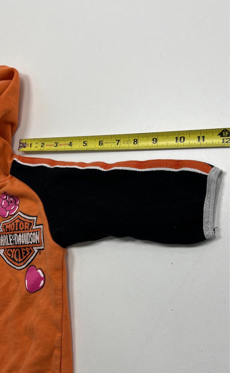 Harley Davidson Orange, Pink, Black and White Full Zip Hoodie - Size 2T