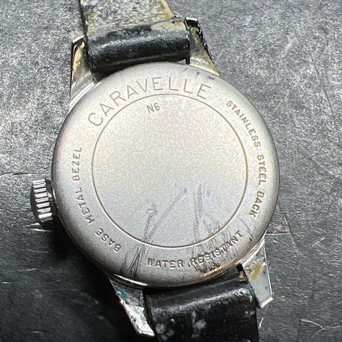 Vintage Caravelle N6 Black Band Wristwatch Ticking/Keeping Time