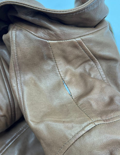 Wilsons Leather Brown Soft Leather Field Utility Full Zip Jacket Men's XL