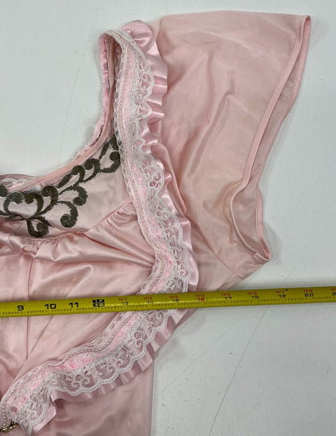 Vintage 70s Vanity Fair Embroidered Lace Trim Nightgown Peignoir Made USA Sz M