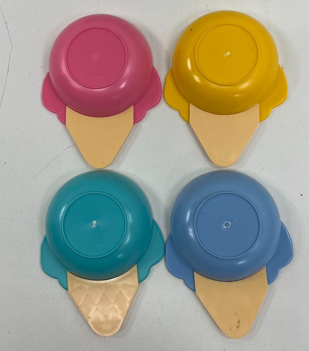 Vintage 1986 Itemakers Ice Cream Cone Bowl Set of 4 Retro 80s Kitchen Taiwan