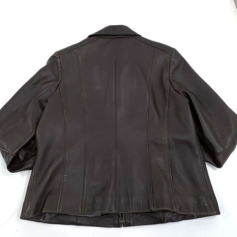 Sonoma Brown Lambskin Leather Full Zip Jacket Women's L