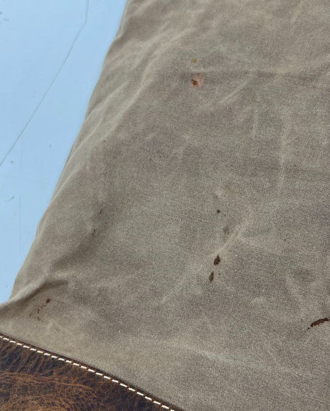 Kiko Brown Waxed Canvas Leather Large Tote Bag Shoulder Crossbody Brass Hardware