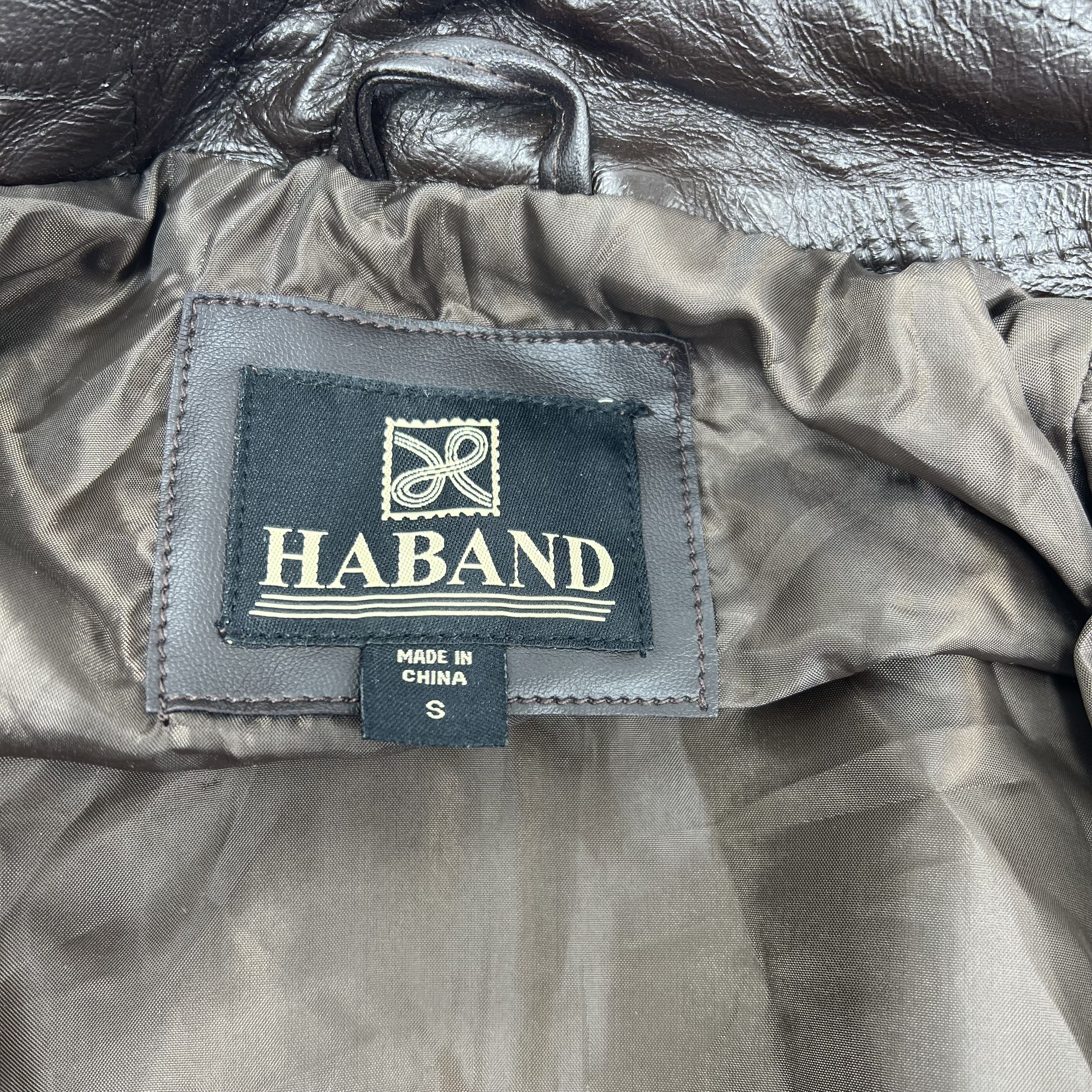 Vintage 90s Haband Brown Patchwork Genuine Leather Bomber Jacket Mens S