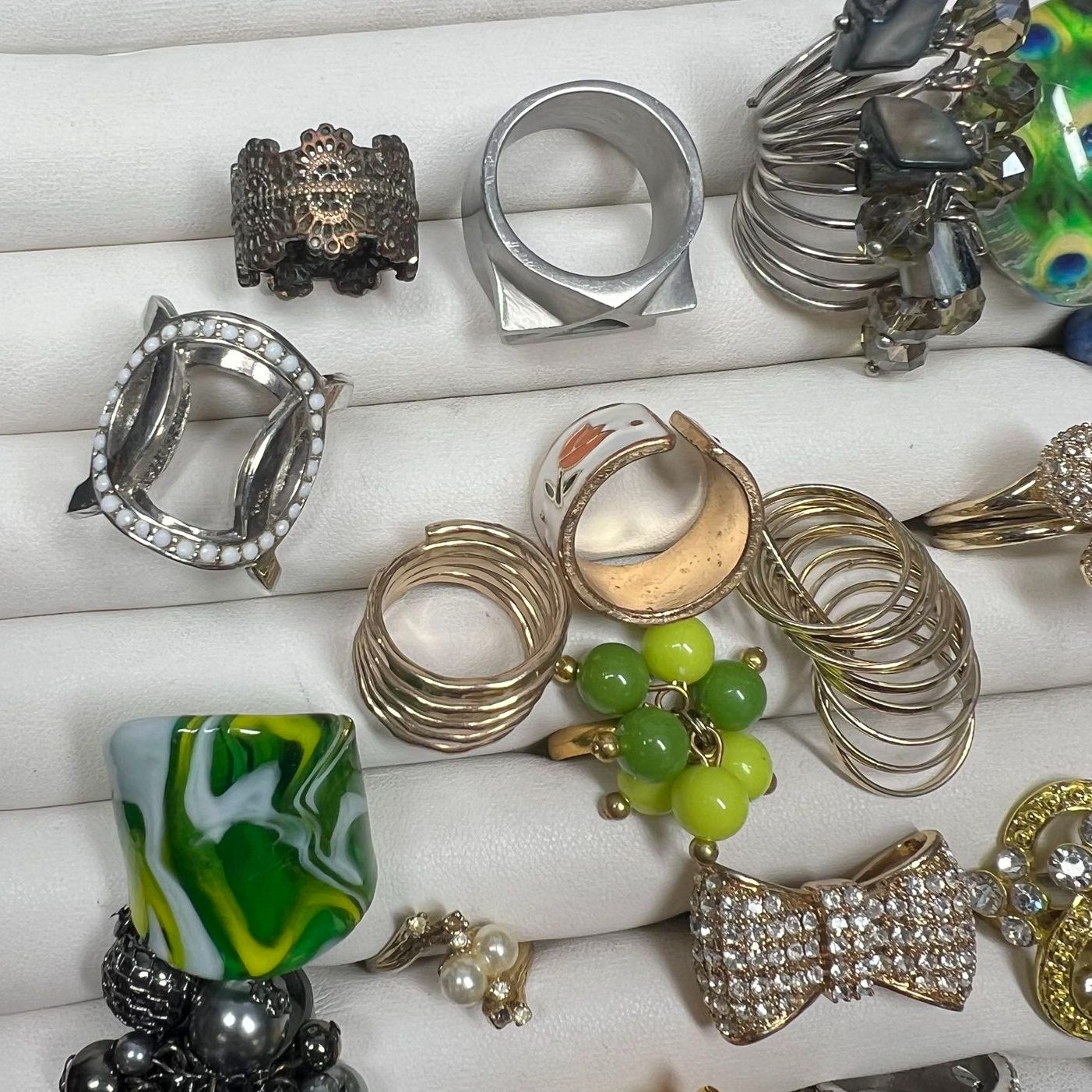Lot of Costume Jewelry Rings Large Unique