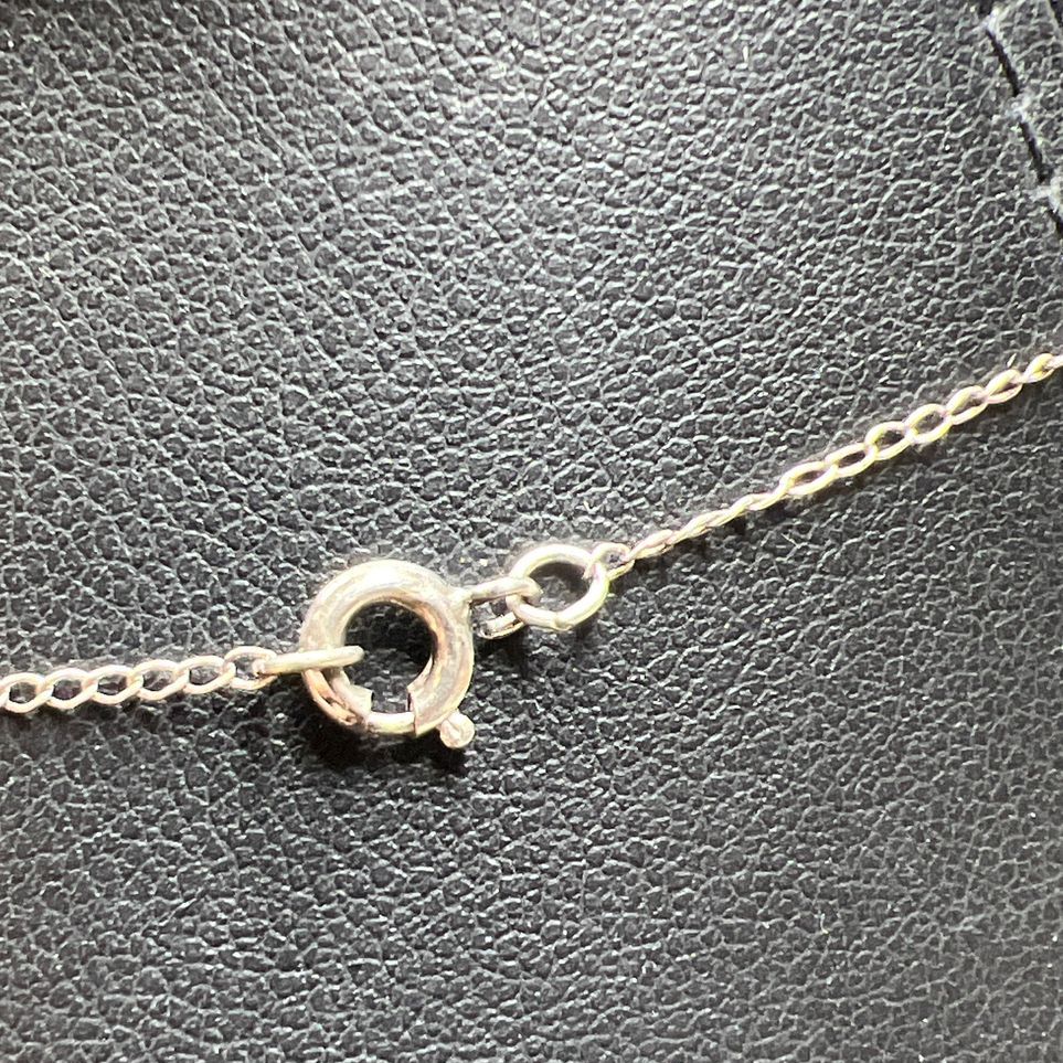 14K White Gold Diamond Pendant on Sterling Silver Chain Necklace 1.48g