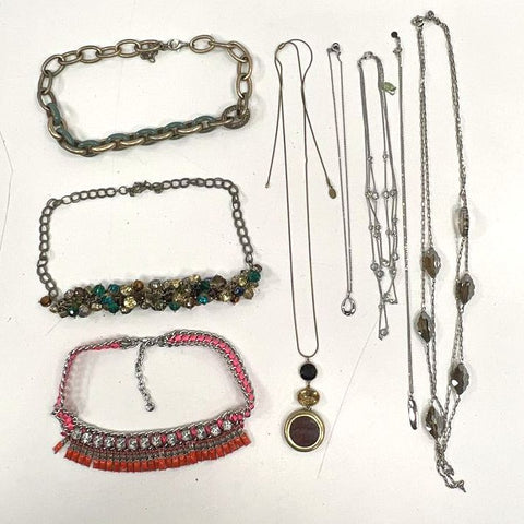 Loft Costume Jewelry Lot of 8 Necklaces Bracelets Rhinestone Chunky Style