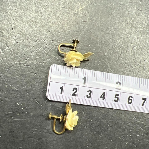 Vintage Krementz Gold Filled White Flower Screw Back Earrings