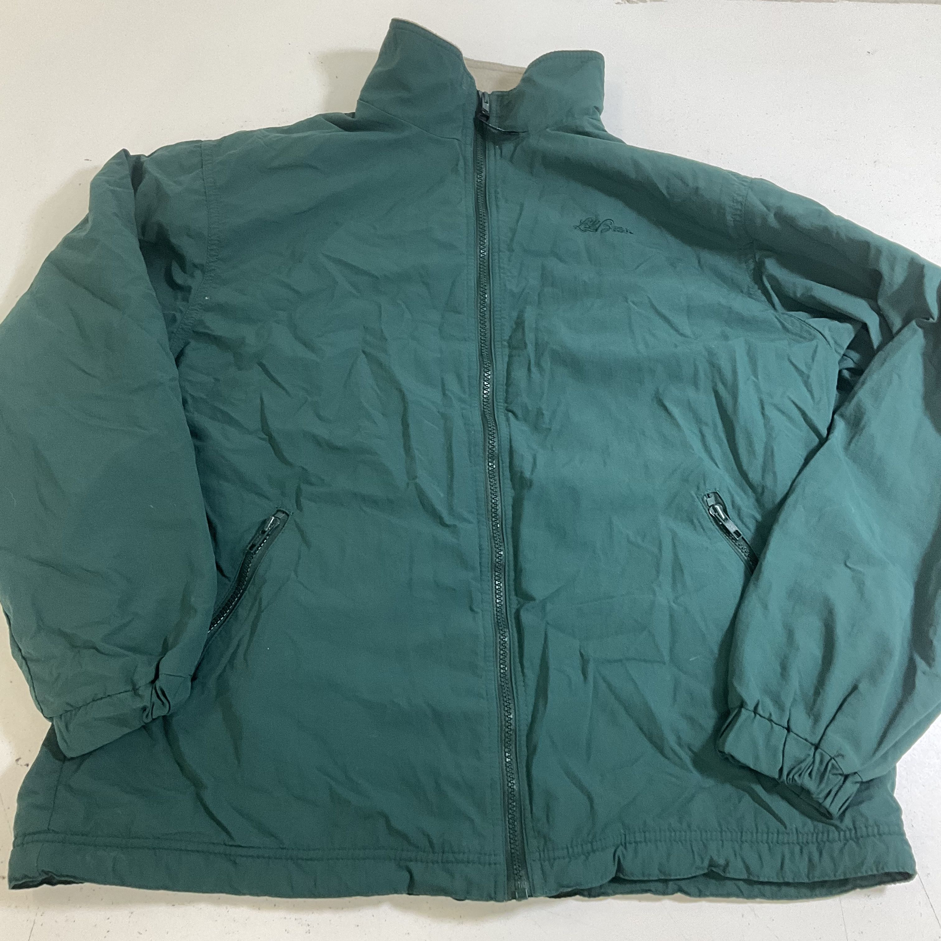 Vintage 90s LL Bean Green Three Season Fleece Lined Jacket Womens Large USA Made