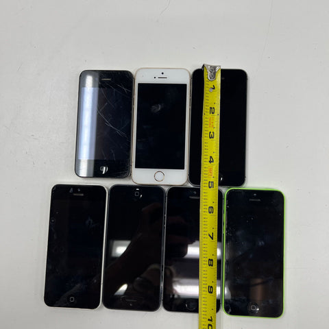 Apple iPhone 4S 5 5c 5s SE Lot of 7 Smartphones Passcode Locked For Parts