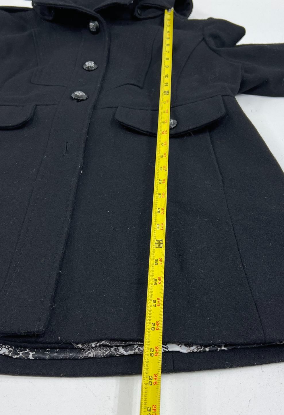 Guess Black Hooded Military Peacoat Coat Jacket Women's XL
