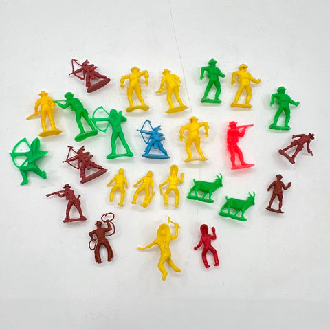Vintage Western Action Figure Lot Cowboys Indians Animals 25 Pieces Loose