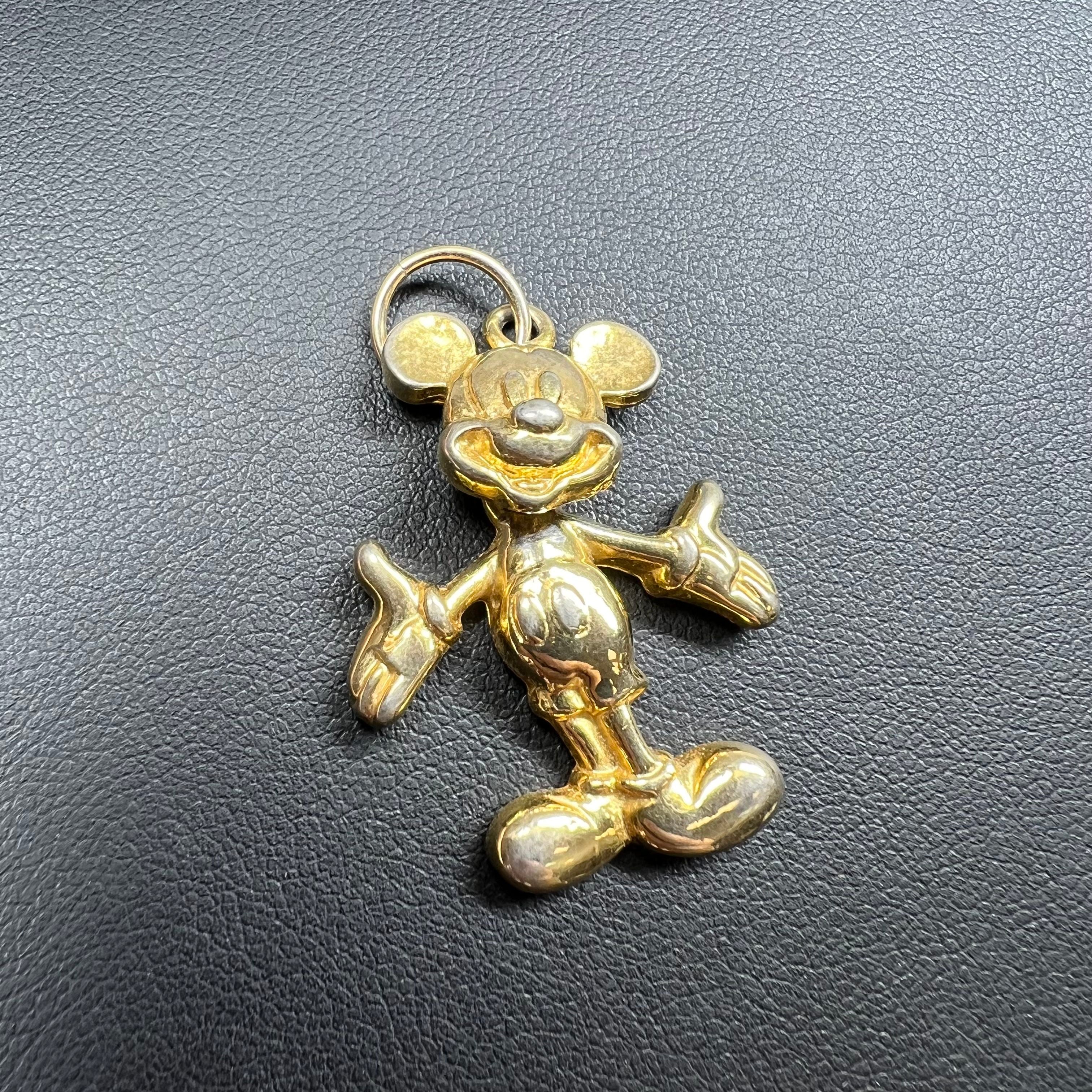 Articulating Mickey Mouse Pendant Gold Tone