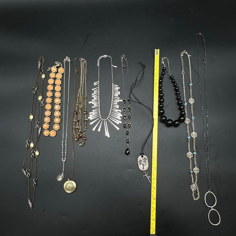 Vintage to Modern Costume Jewelry Necklace Lot of 10 Beaded Statement Boho