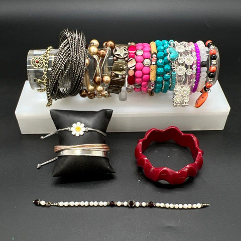 Vintage to Modern Costume Jewelry Bracelet Lot 3 lbs Beaded Bangle Stretch Cuff