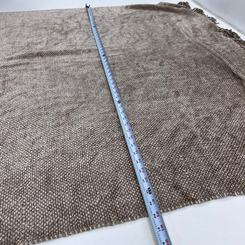 Pottery Barn Chenille Throw Blanket Taupe Textured Rayon Cotton Fringe 50x60
