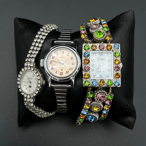 Vivani Narmi Stellaris Vintage Modern Silver Tone Women's Watch Jewelry Lot of 7