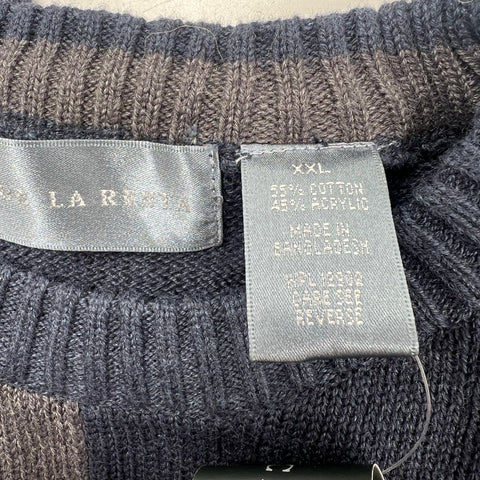 Oscar de la Renta Men's Blue Gray NWT Patchwork Colorblock Sweater XXL