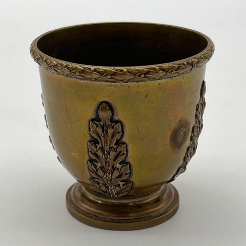 Rex Brass Cup Neoclassical Style Wreath Leaf Relief Footed Vintage