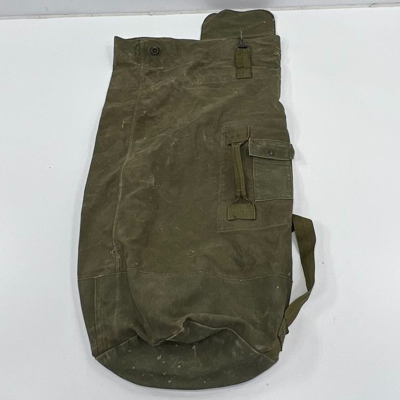 Vintage Military Duffle Bag Large Heavy Duty Canvas GI Sea Bag Distressed Patina