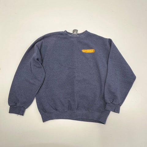 Vintage 90s Nike Grey Tag Embroidered Bar Logo Crewneck Sweatshirt Made USA Sz M