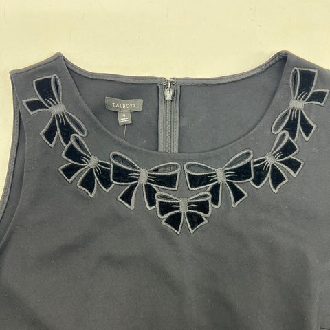 NWT Talbots Black Velvet Bow Cutout Neck Sheath Dress Women's Size 4