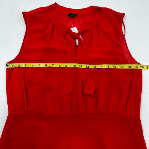Ann Taylor Women's Red Tie Neck Sleeveless Fit and Flare Dress Sz 14 NWT