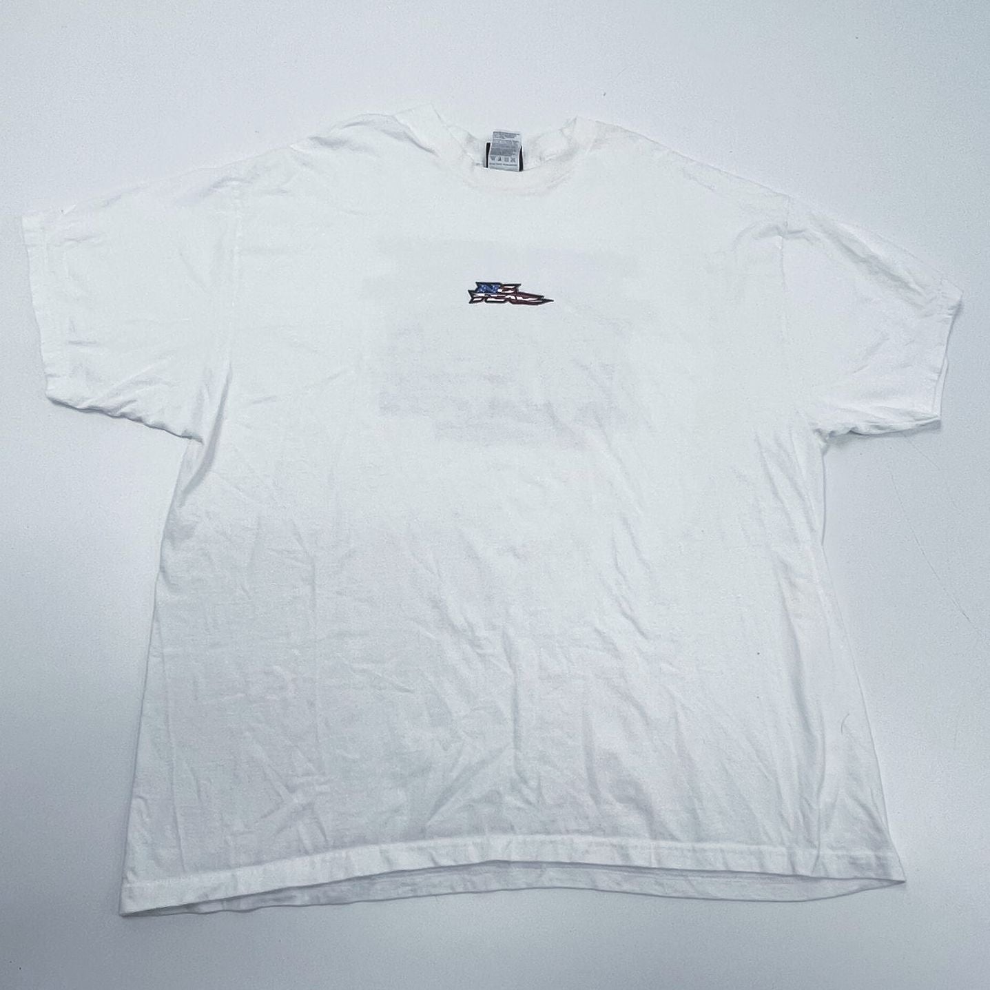 Vintage Y2K Stussy No Fear Graphic T Shirt Proud American White USA Made 2XL