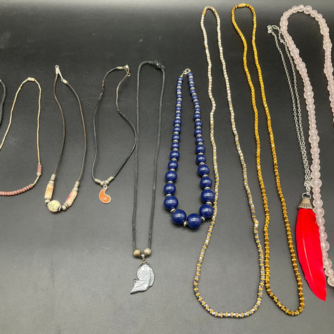 Vintage to Modern Mixed Costume Jewelry Necklace Lot 0.4 lbs 12pc Dog Tags Beads