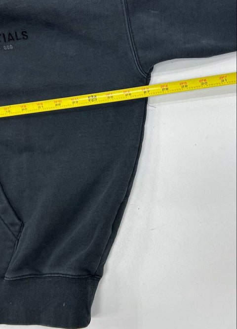 Essentials Fear Of God Men's Washed Black Pullover Logo Hoodie Sweatshirt L